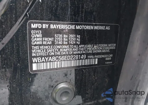 2014 BMW 750I from USA, damaged, VIN WBAYA8C56ED228149